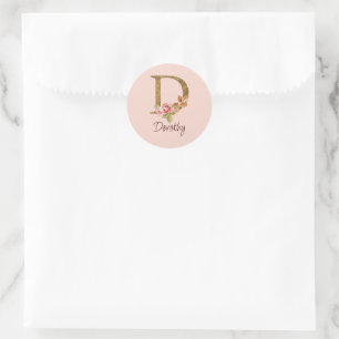 Benutzerdefinierter Name Goldfolie Blush Rosa Rose Runder Aufkleber
