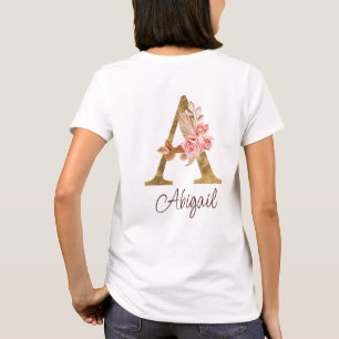 Benutzerdefinierter Name Goldfolie Blush Rosa Rose T-Shirt