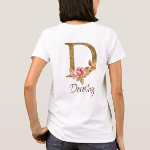 Benutzerdefinierter Name Goldfolie Blush Rosa Rose T-Shirt