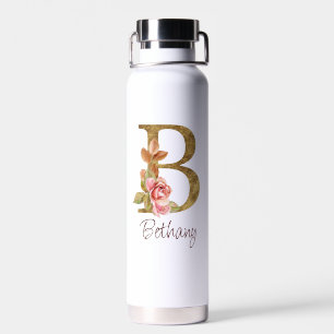 Benutzerdefinierter Name Goldfolie Blush Rosa Rose Trinkflasche