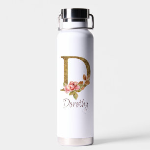 Benutzerdefinierter Name Goldfolie Blush Rosa Rose Trinkflasche