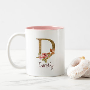 Benutzerdefinierter Name Goldfolie Blush Rosa Rose Zweifarbige Tasse