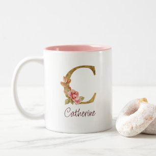 Benutzerdefinierter Name Goldfolie Blush Rosa Rose Zweifarbige Tasse