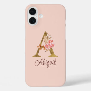 Benutzerdefinierter Name Goldfolie Hauch Rosen Buc iPhone 16 Plus Hülle