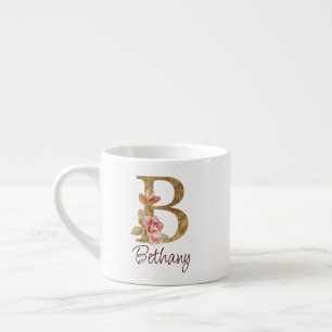 Benutzerdefinierter Name Goldfolie Rosen Blassrosa Espressotasse