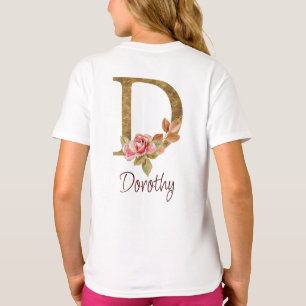 Benutzerdefinierter Name Goldfolie Rosen Blassrosa T-Shirt