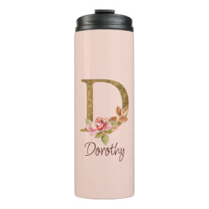Benutzerdefinierter Name Goldfolie Rosen Blush Pin Thermosbecher