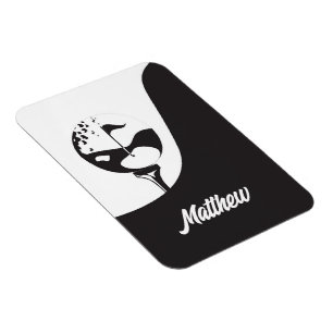 Benutzerdefinierter Name Hallo Schwarz-Weiß Golf Magnet