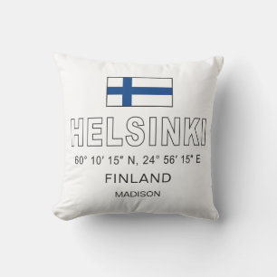Benutzerdefinierter Name Helsinki Koordinaten Kissen