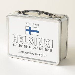 Benutzerdefinierter Name Helsinki Koordinaten Metall Brotdose