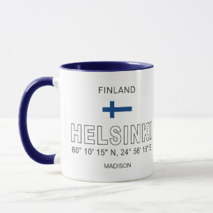 Benutzerdefinierter Name Helsinki Koordinaten Tasse