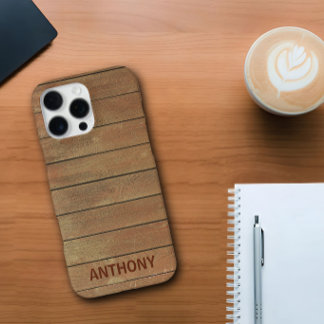 Benutzerdefinierter Name Holzplanke Rustikal Perso iPhone 16 Pro Max Hülle