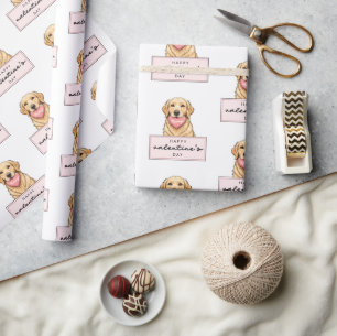 Benutzerdefinierter Name Hund mit Herz Frohen Vale Geschenkpapier