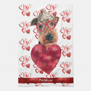 Benutzerdefinierter Name Hunde Liebhaber Valentins Geschirrtuch