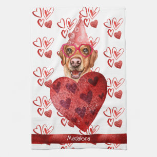 Benutzerdefinierter Name Hunde Liebhaber Valentins Geschirrtuch