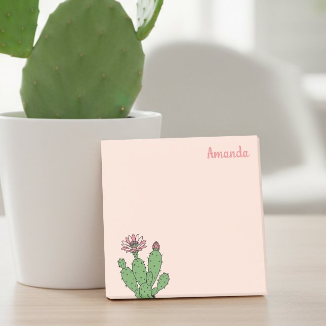 Benutzerdefinierter Name Kaktus Post-it Klebezettel (🌵💚 Personalized cactus sticky notes – perfect for plant lovers!)
