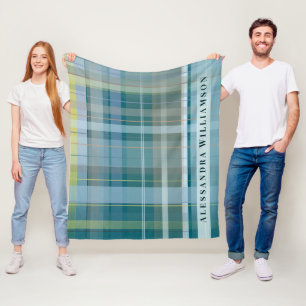 Benutzerdefinierter Name Karo-Karo Blau Teal Moder Fleecedecke