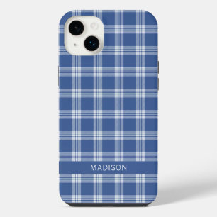 Benutzerdefinierter Name Karo / Tartan Muster iPhone 14 Plus Hülle