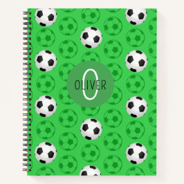Benutzerdefinierter Name Kinderfußball Grün Notizbuch