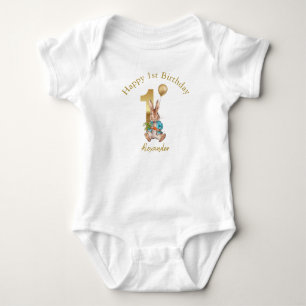 Benutzerdefinierter Name Klassischer Hase Erster G Baby Strampler