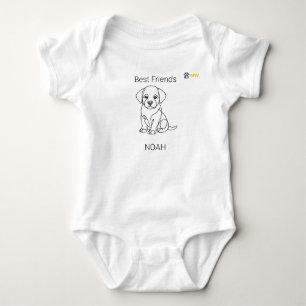 Benutzerdefinierter Name Labrador Welpe Minimalist Baby Strampler