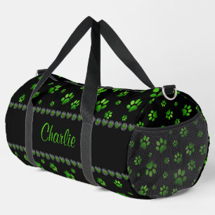 Benutzerdefinierter Name, lebendige grüne Glitter- Duffle Bag