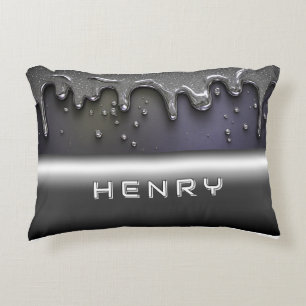 Benutzerdefinierter Name Liquid Chrome Drip Luxus Dekokissen