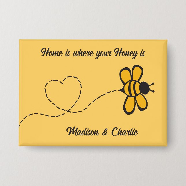 Benutzerdefinierter Name Love Bee Button (Vorderseite)