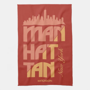 Benutzerdefinierter Name Manhattan New York Geschirrtuch