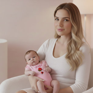 Benutzerdefinierter Name Marienkäfer Rosa Baby-Bod Baby Strampler