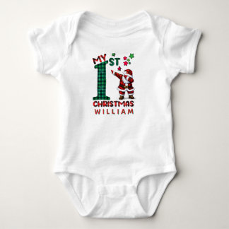 Benutzerdefinierter Name Mein erstes Weihnachten Baby Strampler