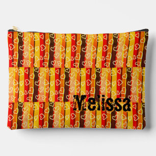 Benutzerdefinierter Name Melissa Retro-Streifen un Zubehörtasche