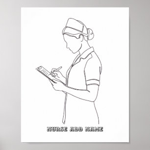 Benutzerdefinierter Name Minimalistischer Krankenp Poster