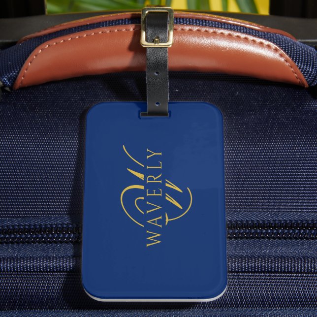 Benutzerdefinierter Name mit Monogramm Navy Blau Gepäckanhänger (Vorderseite Insitu 2)