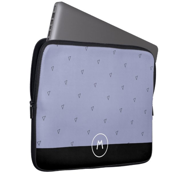 Benutzerdefinierter Name Monogramm einfache blaue  Laptopschutzhülle (Vorne Rechts)