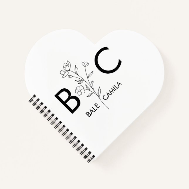 Benutzerdefinierter Name Monogramm Mappe, Personal Notizbuch (Vorderseite)