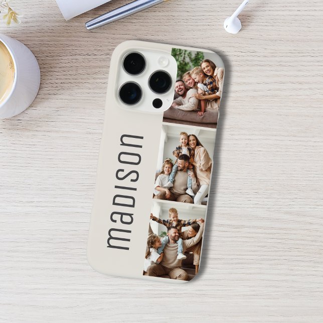 Benutzerdefinierter Name oder Text 3 Foto-Collage iPhone 16 Pro Hülle (Custom Name or Text 3 Photo Collage iPhone 16 Pro Case)