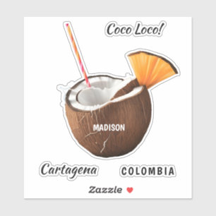 Benutzerdefinierter Name & Ort Coco Loco Aufkleber