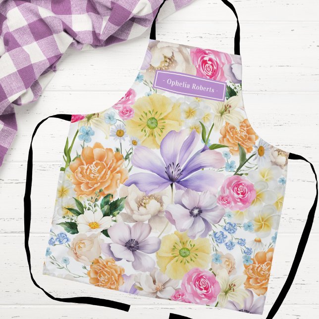 Benutzerdefinierter Name Pastell Blumen Küchen Koc Schürze (Von Creator hochgeladen)