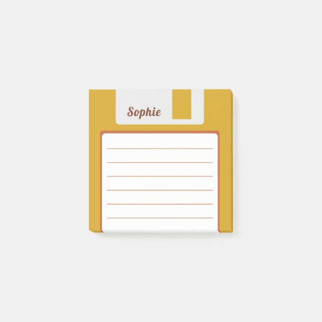 Benutzerdefinierter Name Pastell-Diskette, warme 7 Post-it Klebezettel (Vorderseite)