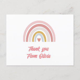 benutzerdefinierter Name Pastell-Regenbogen-Dankes Postkarte