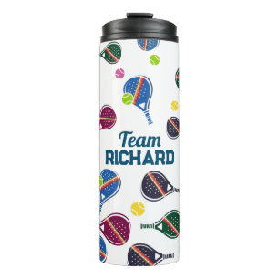 Benutzerdefinierter Name Pickleball-Sportteam Bunt Thermosbecher