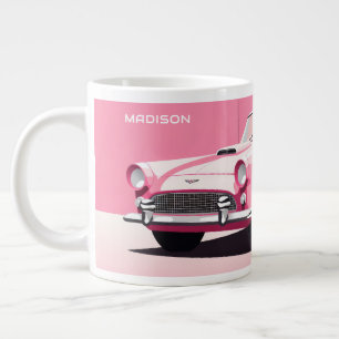 Benutzerdefinierter Name Pink Classic Car Jumbo-Tasse