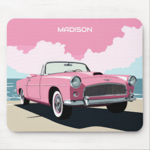 Benutzerdefinierter Name Pink Classic Car Mousepad
