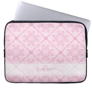 Benutzerdefinierter Name Preppy in Pink Mandala Di Laptopschutzhülle