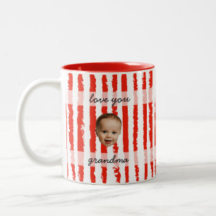 Benutzerdefinierter Name Preppy rote gestreifte Ba Zweifarbige Tasse