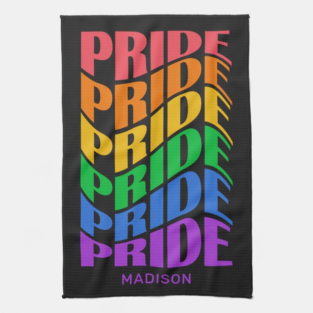Benutzerdefinierter Name Pride Geschirrtuch (Vertikal)