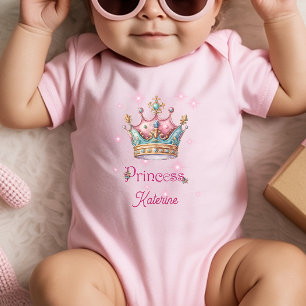 Benutzerdefinierter Name Prinzessinnenkrone Baby Strampler
