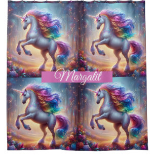 Benutzerdefinierter Name Regenbogen-Faux-Glitter-E Duschvorhang