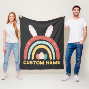 Benutzerdefinierter Name Regenbogen-Ostern Ei Hase Fleecedecke